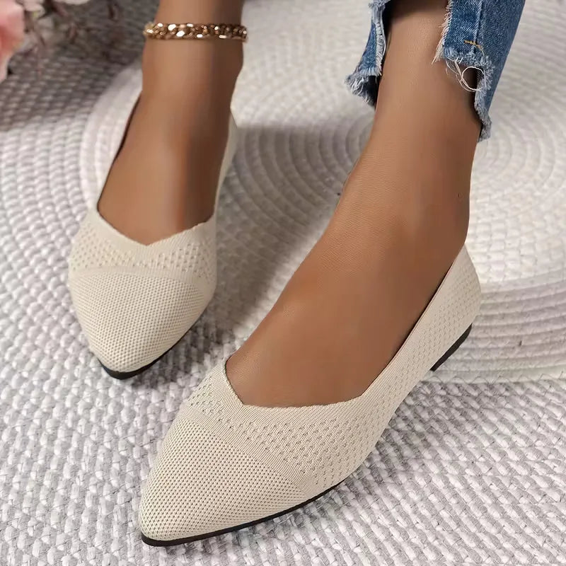 Women's Pointed Toe Knit Ballet Flats - 3