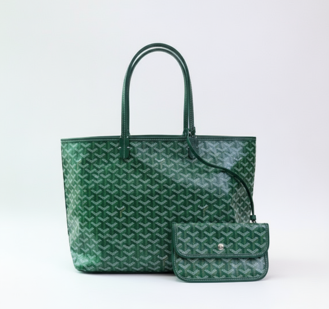 Women's Tote Bag with Matching Pouch - Green (Medium)