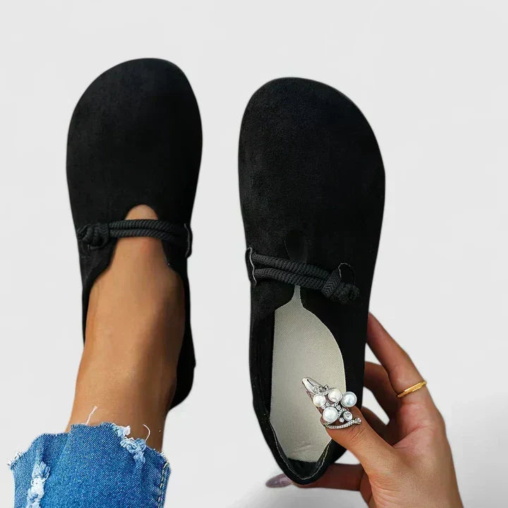 Women's Slip-On Loafers with Braided Trim Detail - Black