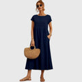 Fenella | Comfortable Midi Dress - Dark Blue