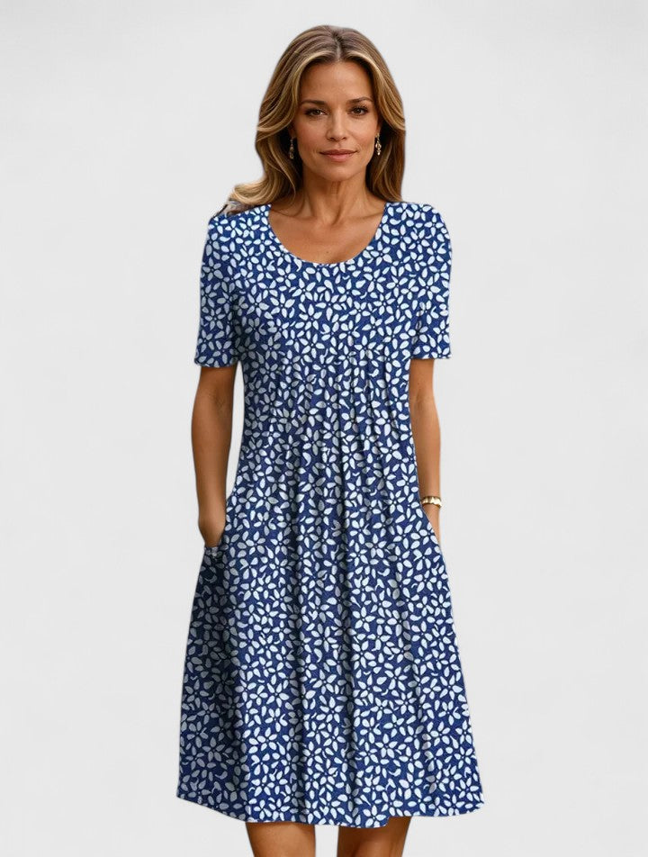 Valorynn | Elegant Dress - Blue Flowers