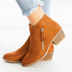 Women's Ankle Boots with Side Zip and Block Heel - 4