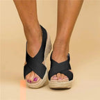 Women's Espadrille Wedge Sandals with Crossover Straps - 2