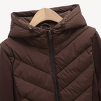 Women's Chevron Quilted Jacket with Hood - 6