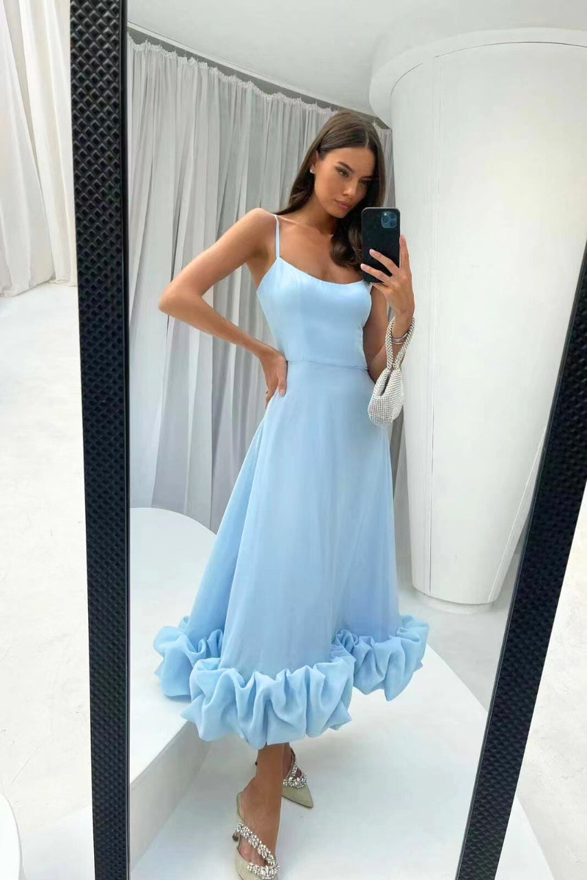Women's Sleeveless Occasion Dress with Ruffle Hem and A-Line Silhouette - 11