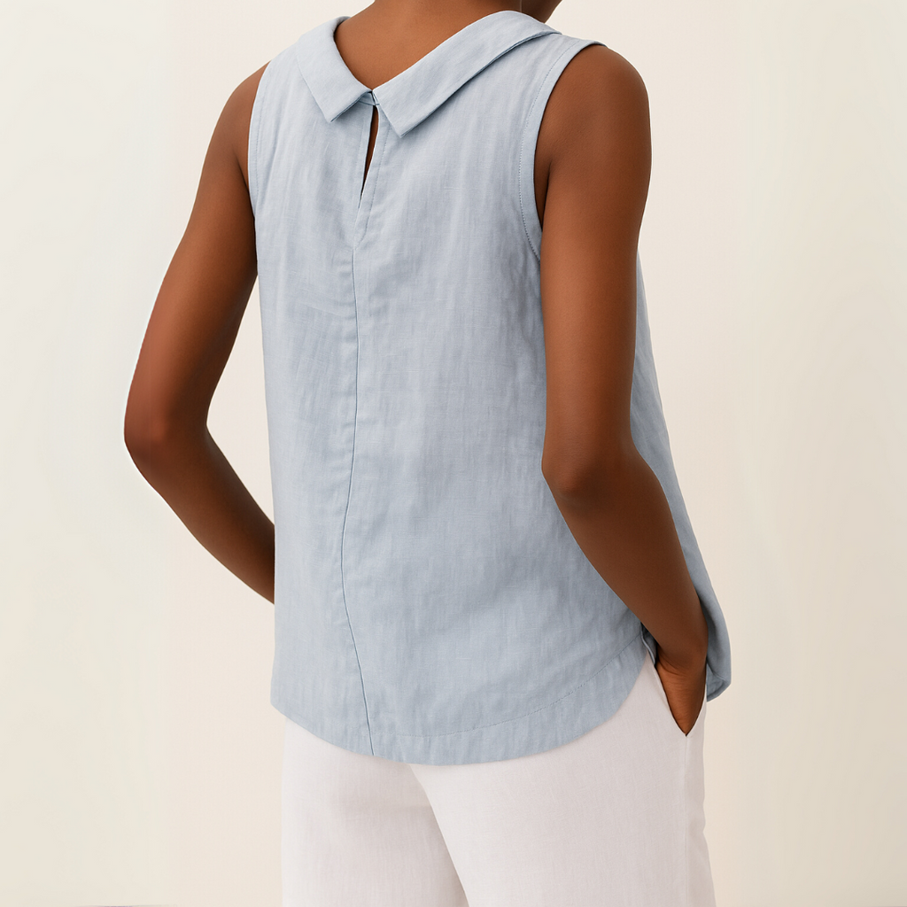 Women's Sleeveless Top with Roll Neckline and Relaxed Fit - 5