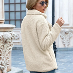 Women's Double-Breasted Teddy Jacket with Notch Lapels - 4