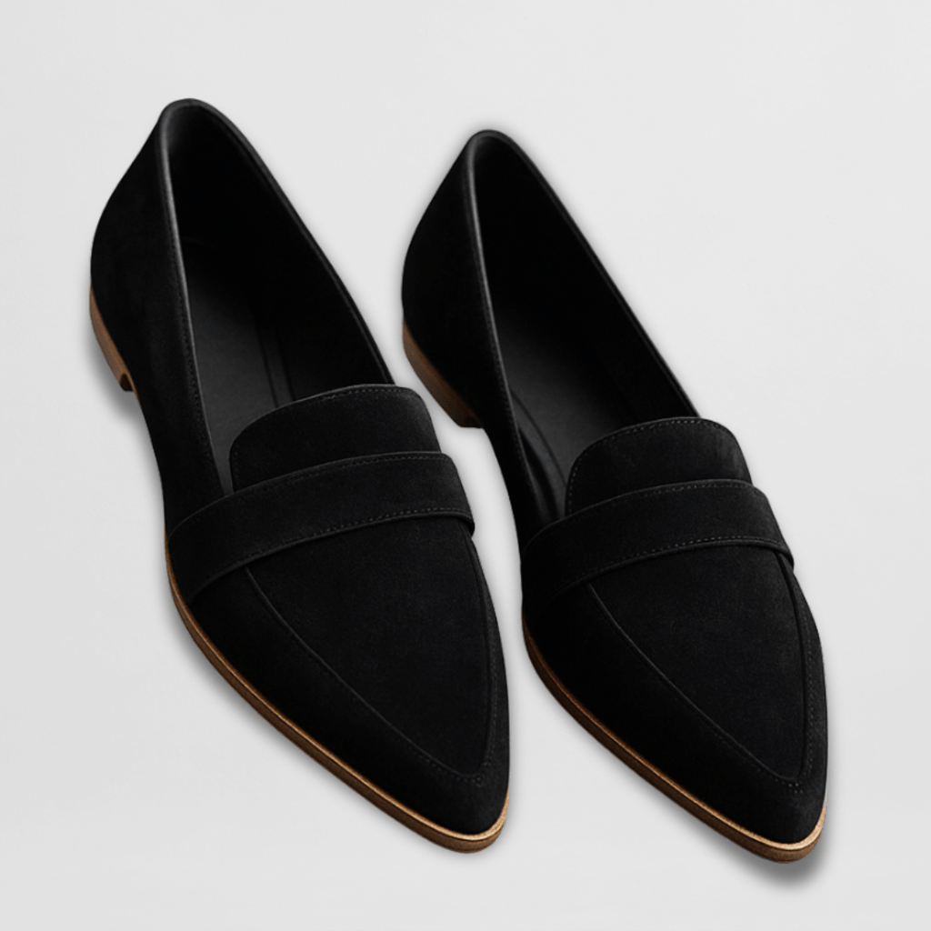 Women's Loafers with Cushioned Insole and Flexible Sole - Black