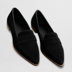 Women's Loafers with Cushioned Insole and Flexible Sole - Black