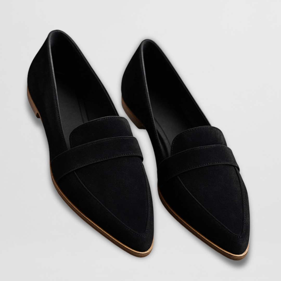 Women's Loafers with Cushioned Insole and Flexible Sole - Black