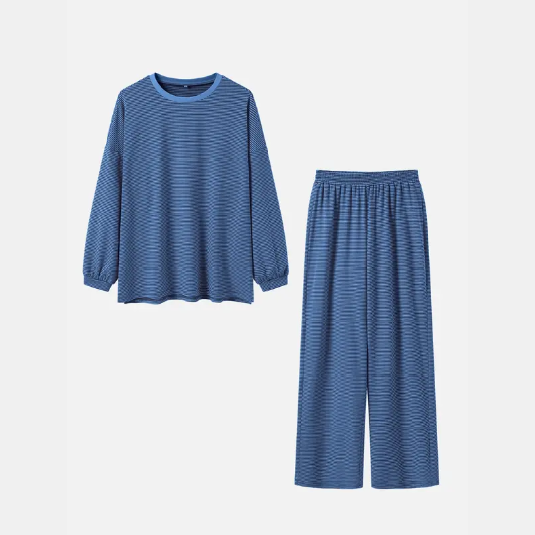 Women's Pyjamas Sets Oversized Wide Leg Striped Two Piece Set - 7