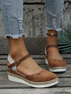 Women's Espadrille Wedge Sandals with Closed Toe and Ankle Strap - 5