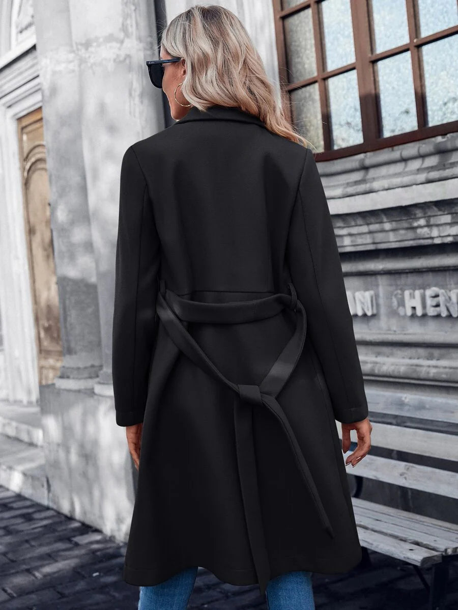 Women's Padded Coat with A-Line Silhouette and Double Buttons - 11