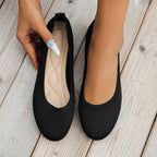 Women's Slip-On Flats with Stretch Knit Upper and Cushioned Sole - 3