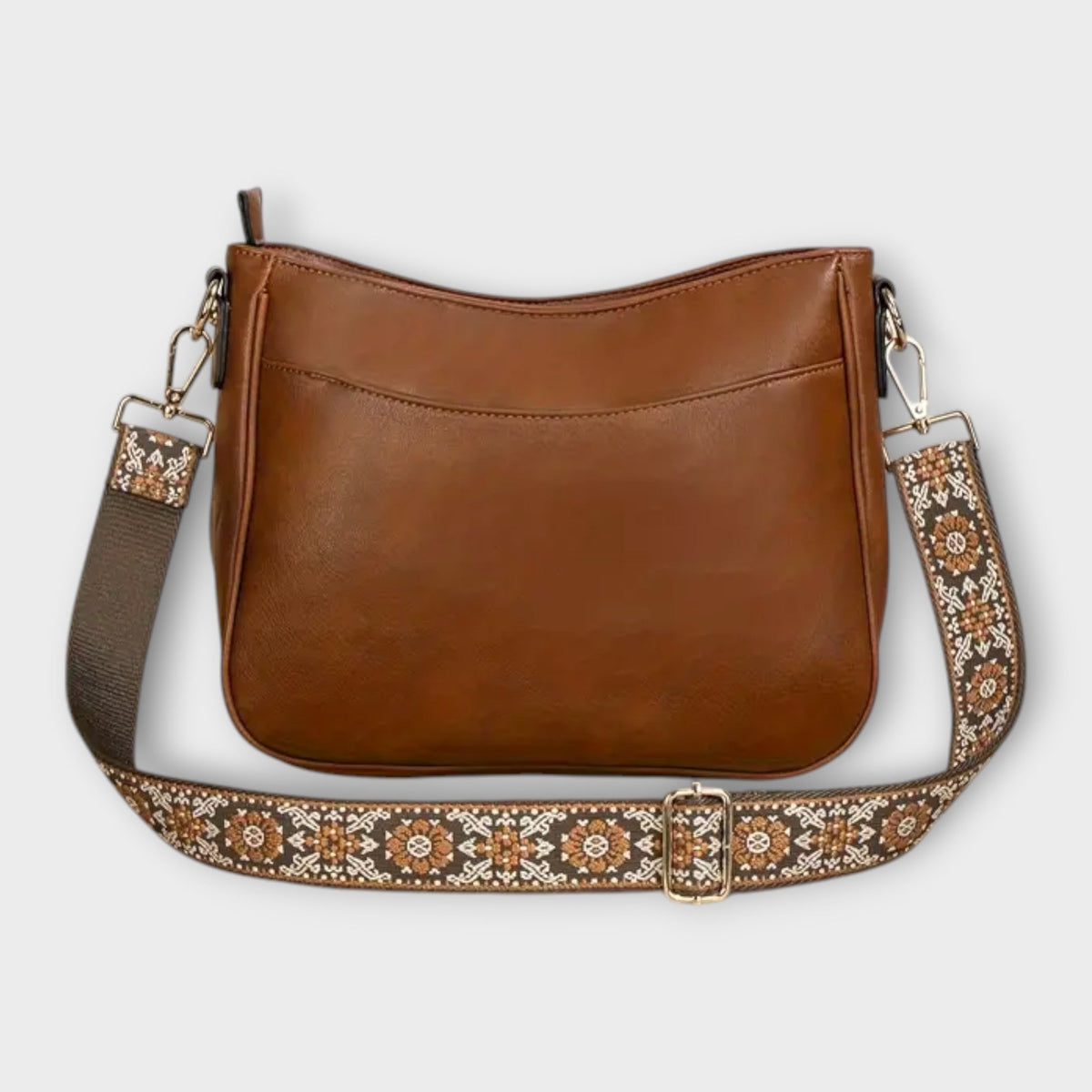 Women's Crossbody Bag with Embroidered Strap - 2