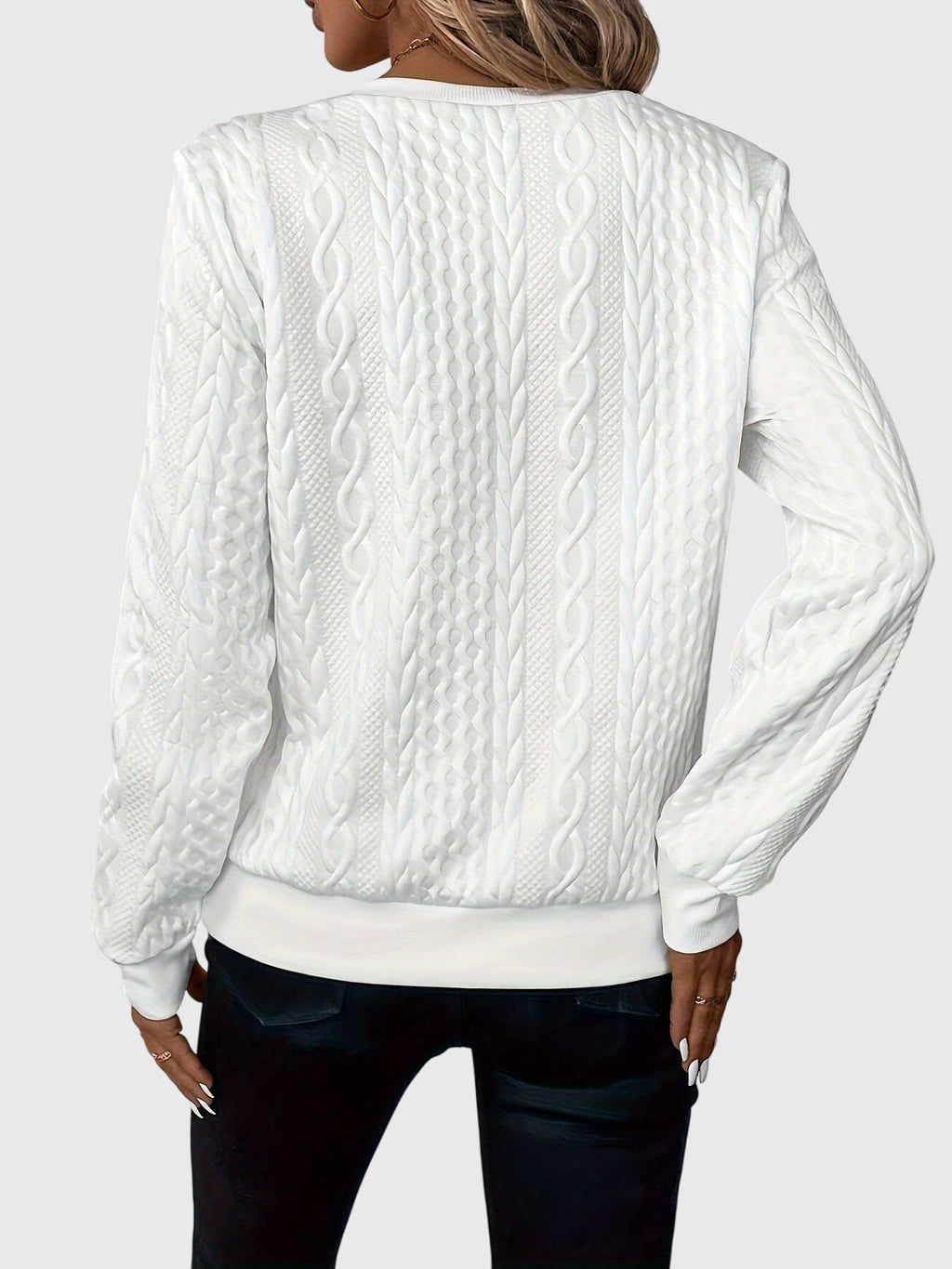 Women's Jumper with Zip Detail and Cable Knit Texture - 8
