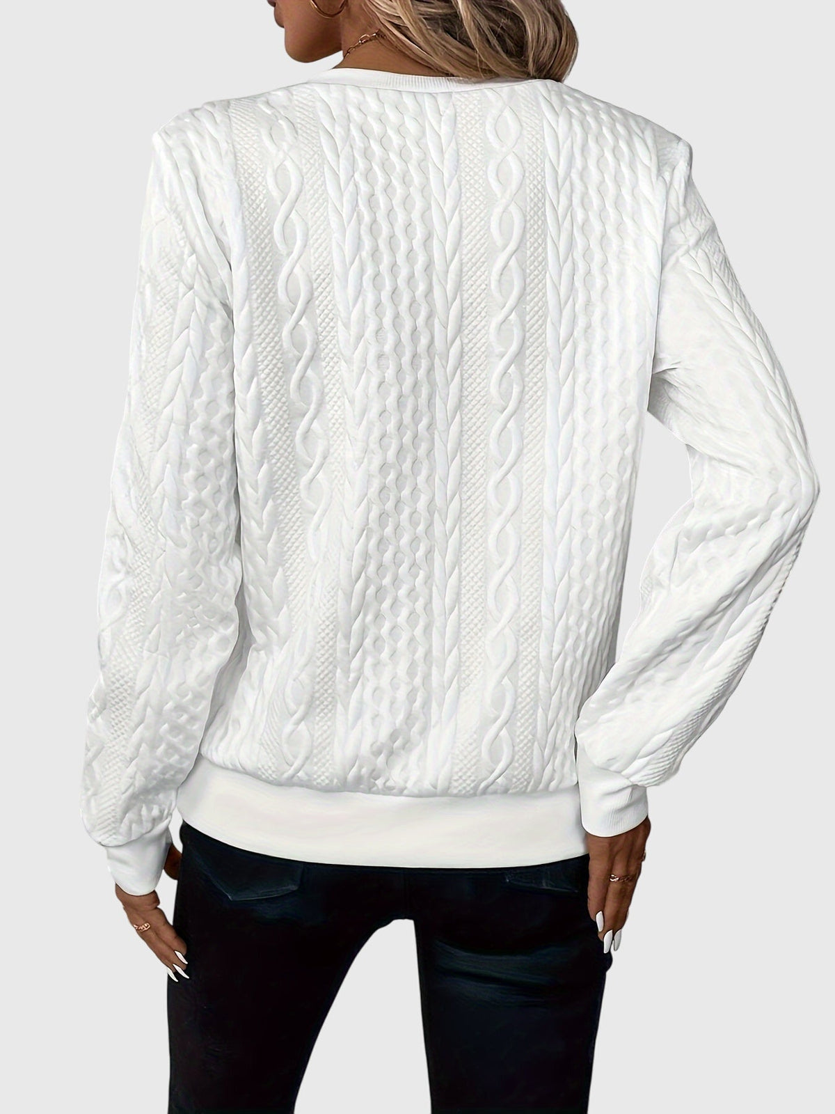 Women's Jumper with Zip Detail and Cable Knit Texture - 8