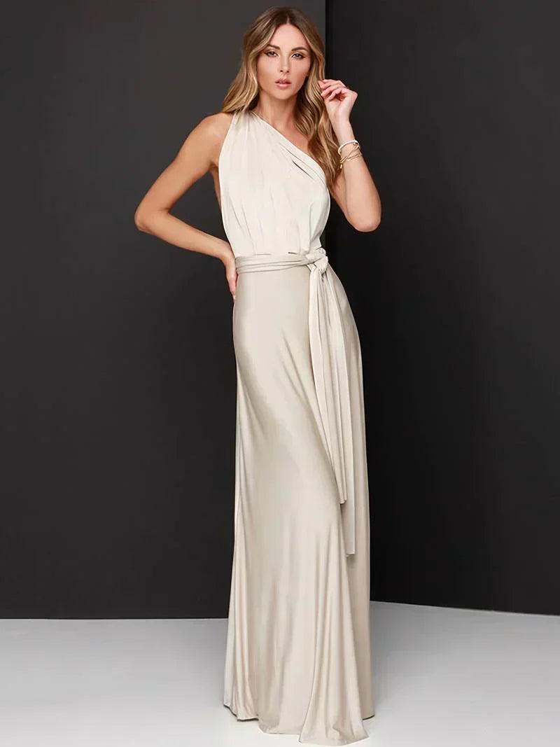 Women's Convertible Maxi Dress Multi-Way Wrap with A-Line Skirt - Brow