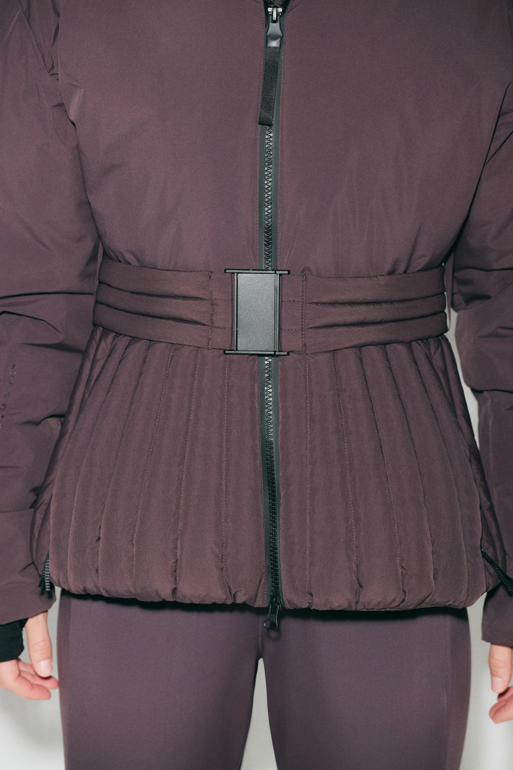 Women's Ski Jacket with Detachable Hood, Belted Fitted Waist - 8
