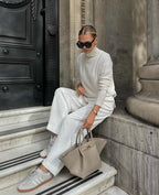 Women's Structured Tote Bag with Gold-Tone Clasp - 5
