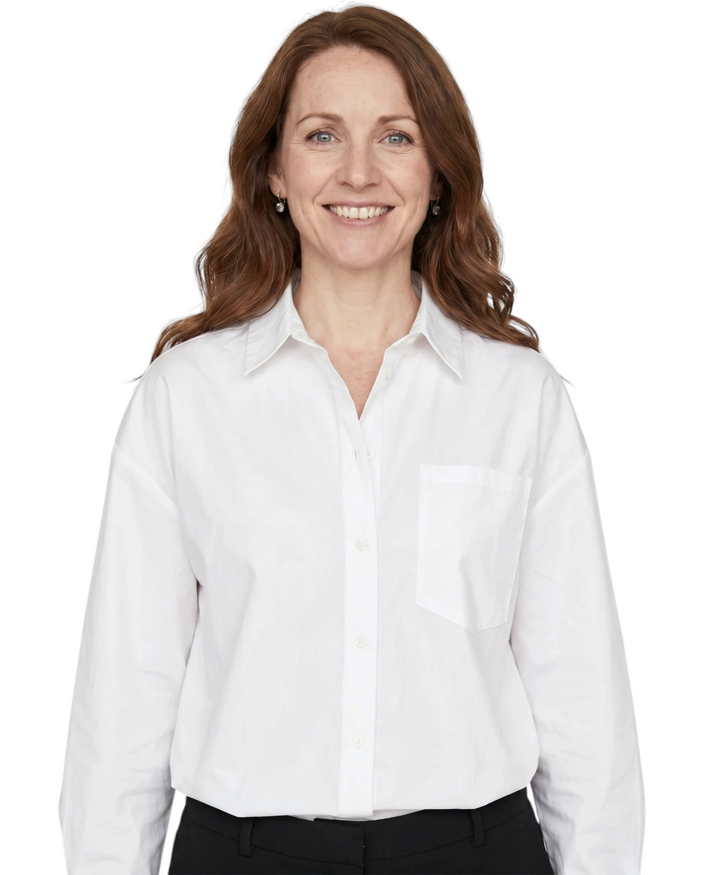 Women's Oversized Shirt with Collar and Chest Pocket