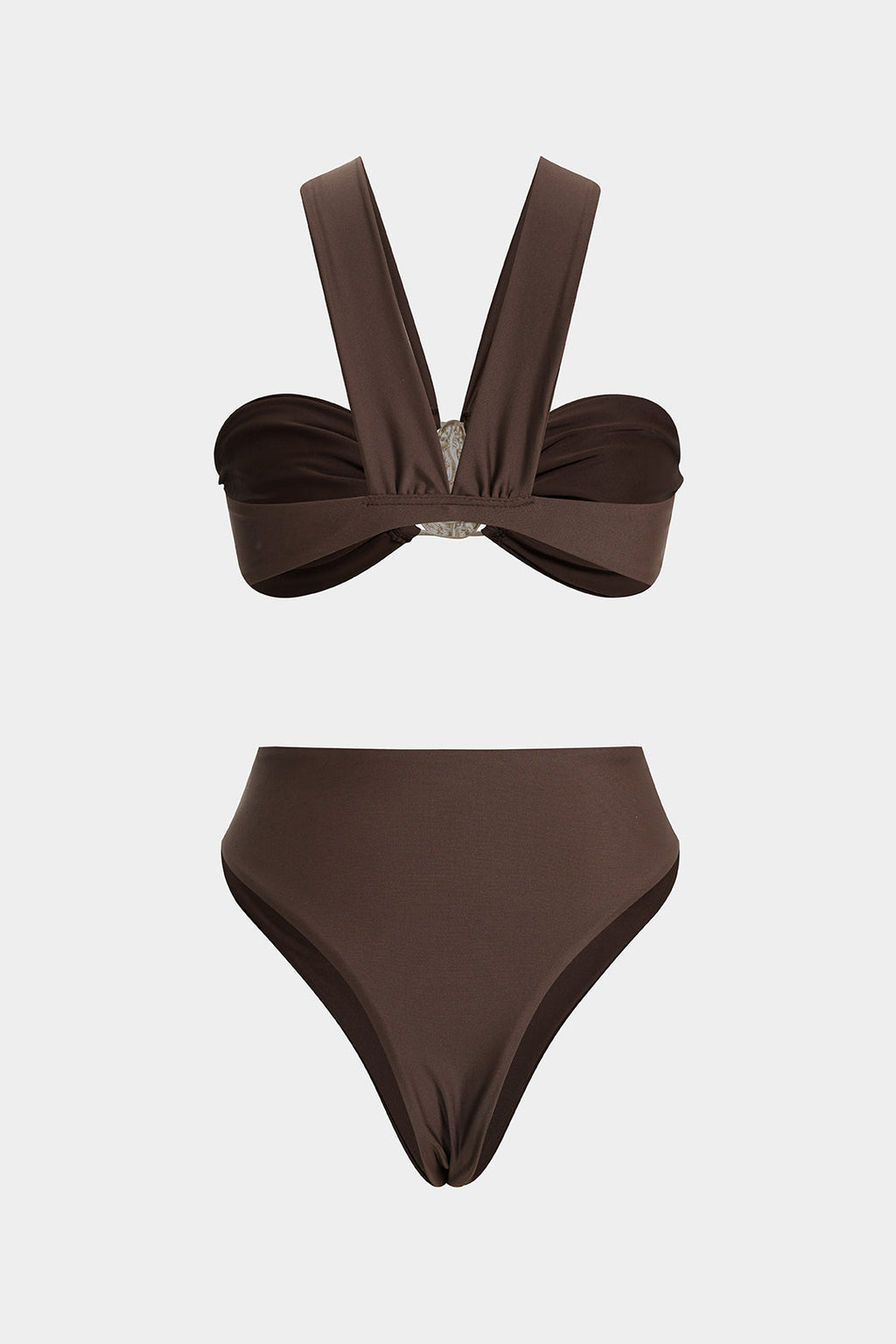 Bikini Set with Ruched Detail and Metallic Accent - 3