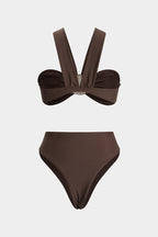 Bikini Set with Ruched Detail and Metallic Accent - 3