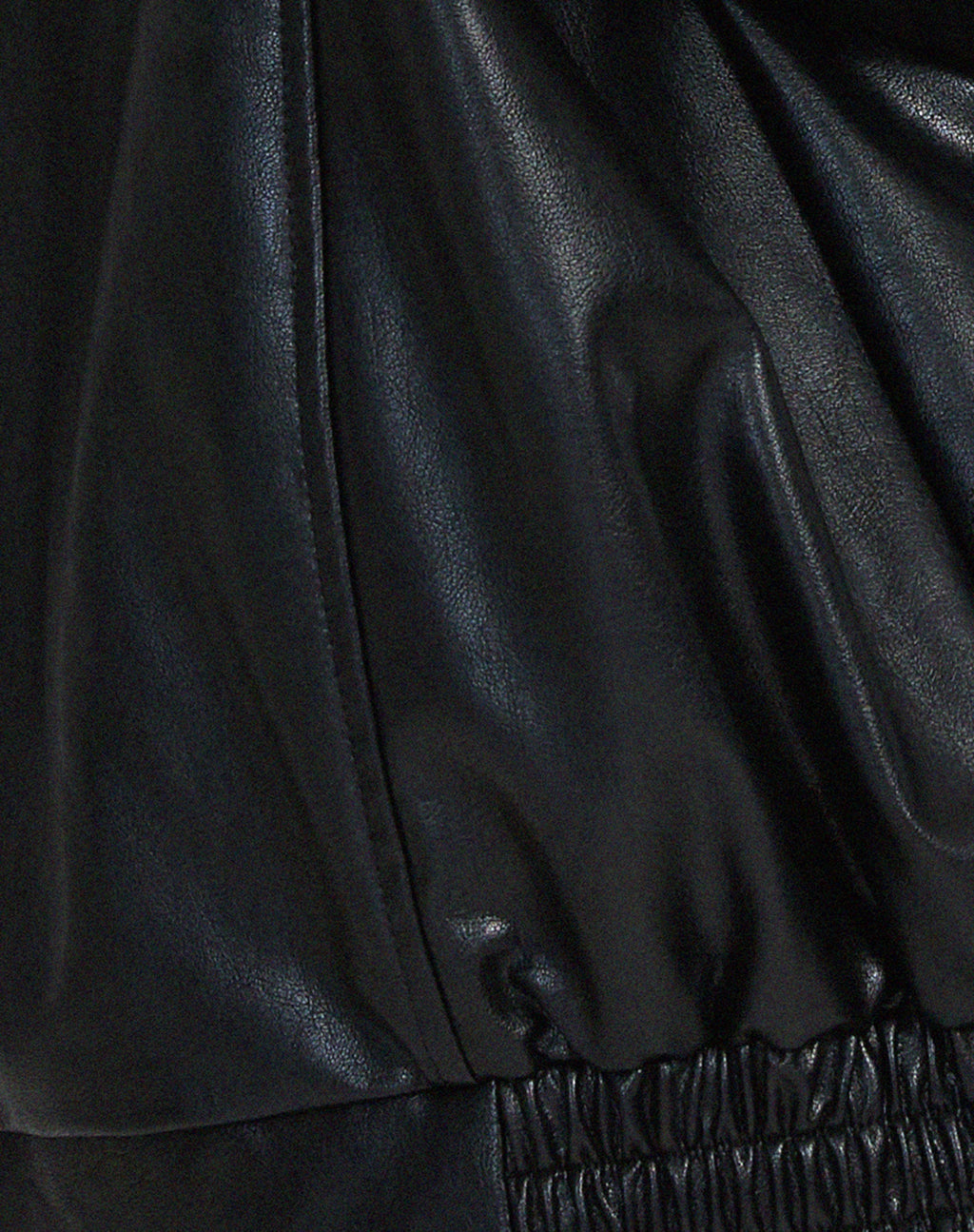 Women's Oversized Bomber Jacket in Faux Leather with Zip Front - 9