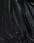 Women's Oversized Bomber Jacket in Faux Leather with Zip Front - 9
