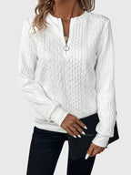 Women's Jumper with Zip Detail and Cable Knit Texture - 4
