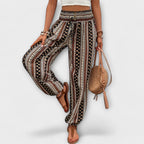 Women's Trousers with Ethnic Print - 4