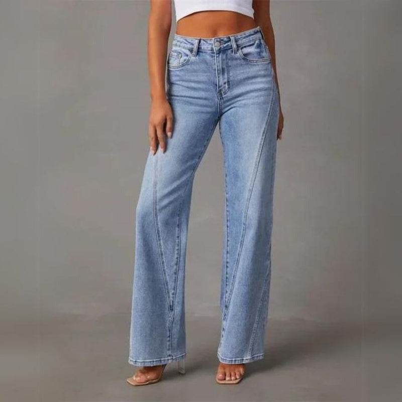 Women's Wide Leg Jeans with High Waist Fit - 7