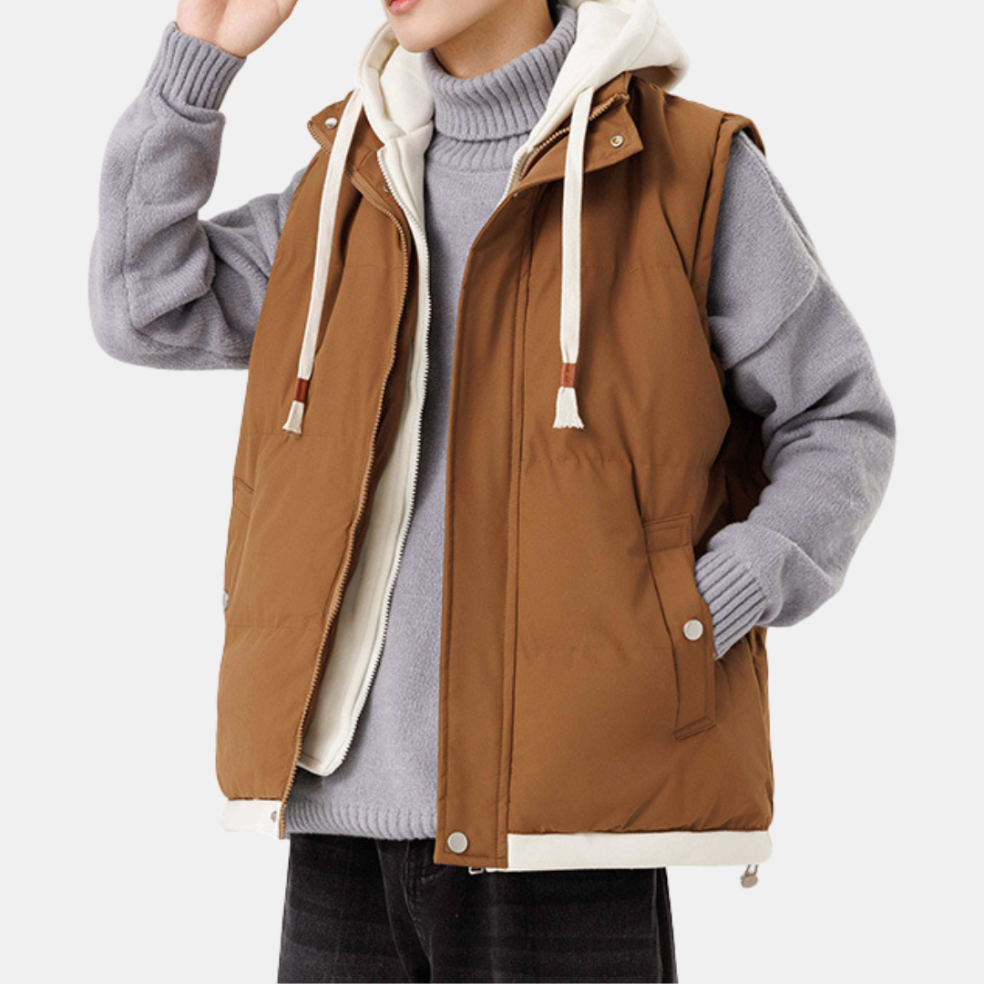 Women's Quilted Hooded Puffer Gilet Zip Front Fleece Lined - 10
