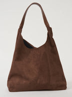 Women's Shoulder Bag with Matching Clutch Set - Dark Brown