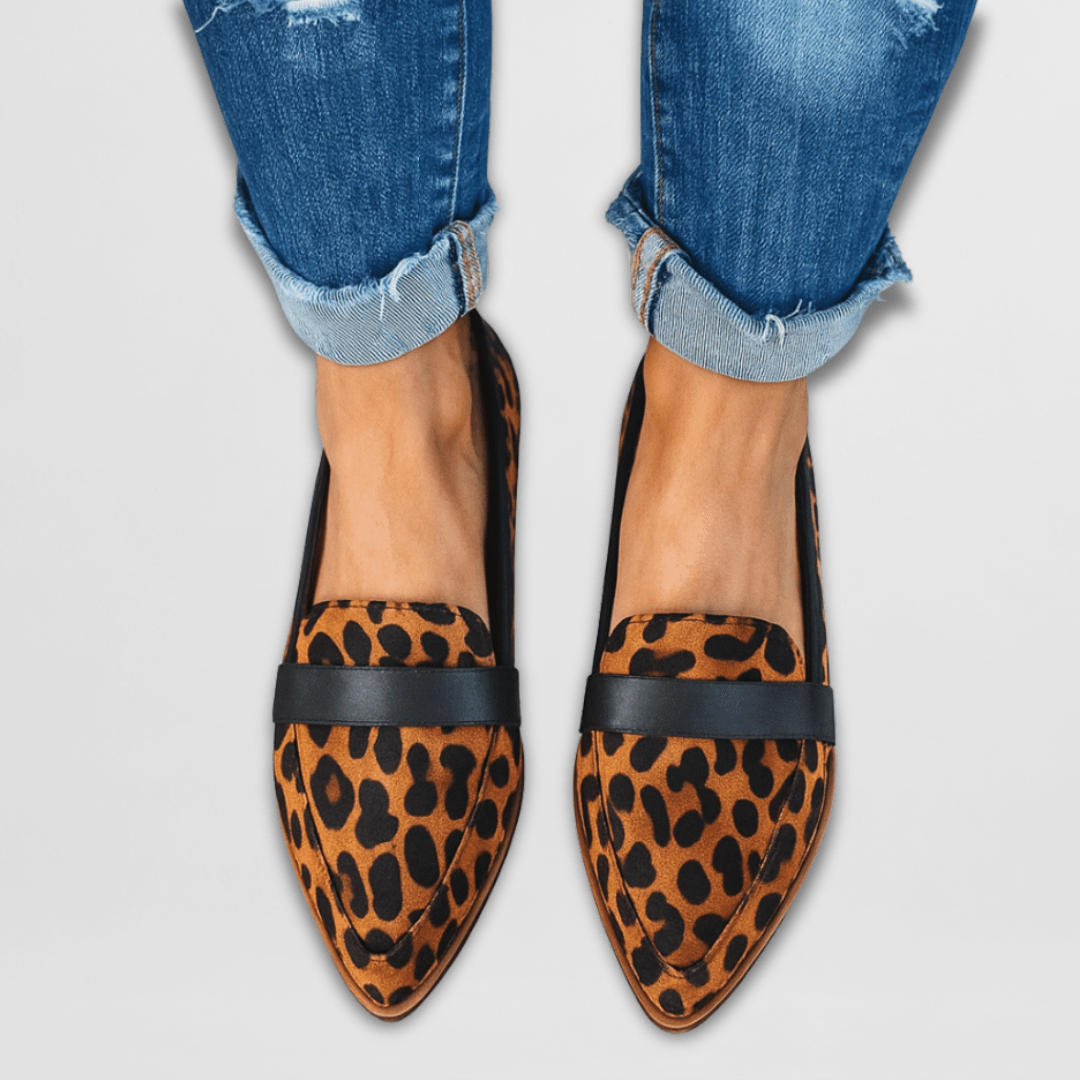 Women's Loafers with Cushioned Insole and Flexible Sole - Leopard