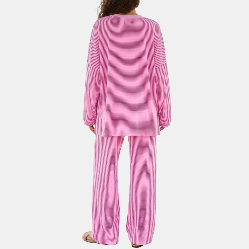 Women's Pyjamas Sets Oversized Wide Leg Striped Two Piece Set - 8