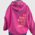Women's Oversized Hoodie with Slogan Print - Dark Pink