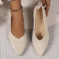Women's Pointed Toe Knit Ballet Flats - Beige