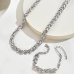 Women's Diamante Necklace and Bracelet Set with Leaf Link Design - 11
