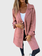 Women's Longline Blazer with Button Fastening and Notch Lapel - 3