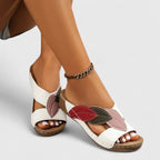 Women's Sandals with Leaf-Cut Straps and Wedge Sole