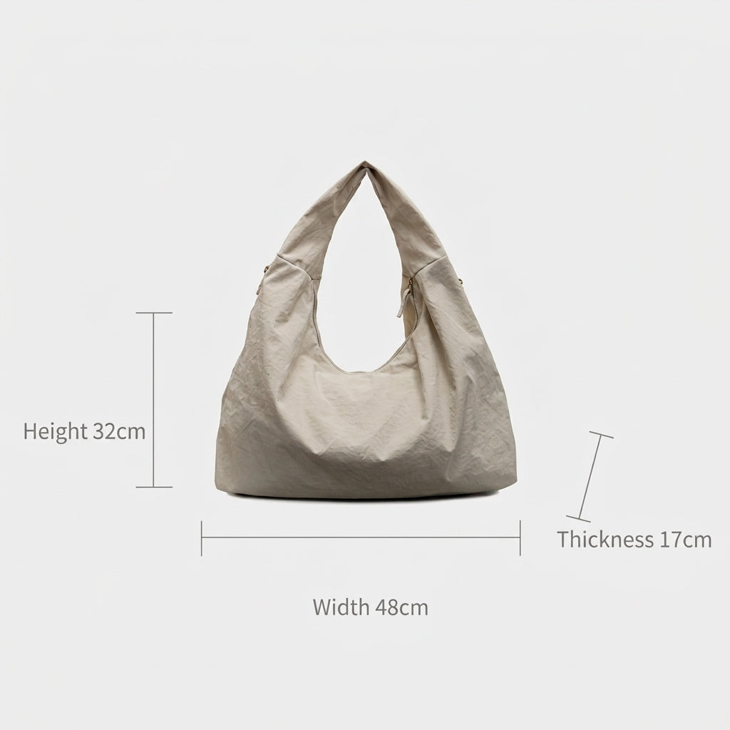 Women's Slouchy Hobo Shoulder Bag with Triple Zip Pockets - 10