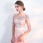 Women's Evening Dress Half Sleeve with Round Neck and A-Line Silhouette - 3