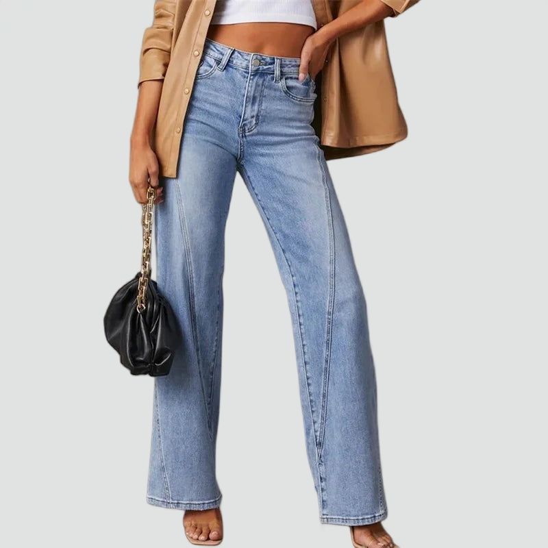 Women's Wide Leg Jeans with High Waist Fit - 2