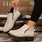 Women's Ankle Boots with Side Zip and Chunky Sole - 13