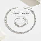 Women's Diamante Necklace and Bracelet Set with Leaf Link Design - 12