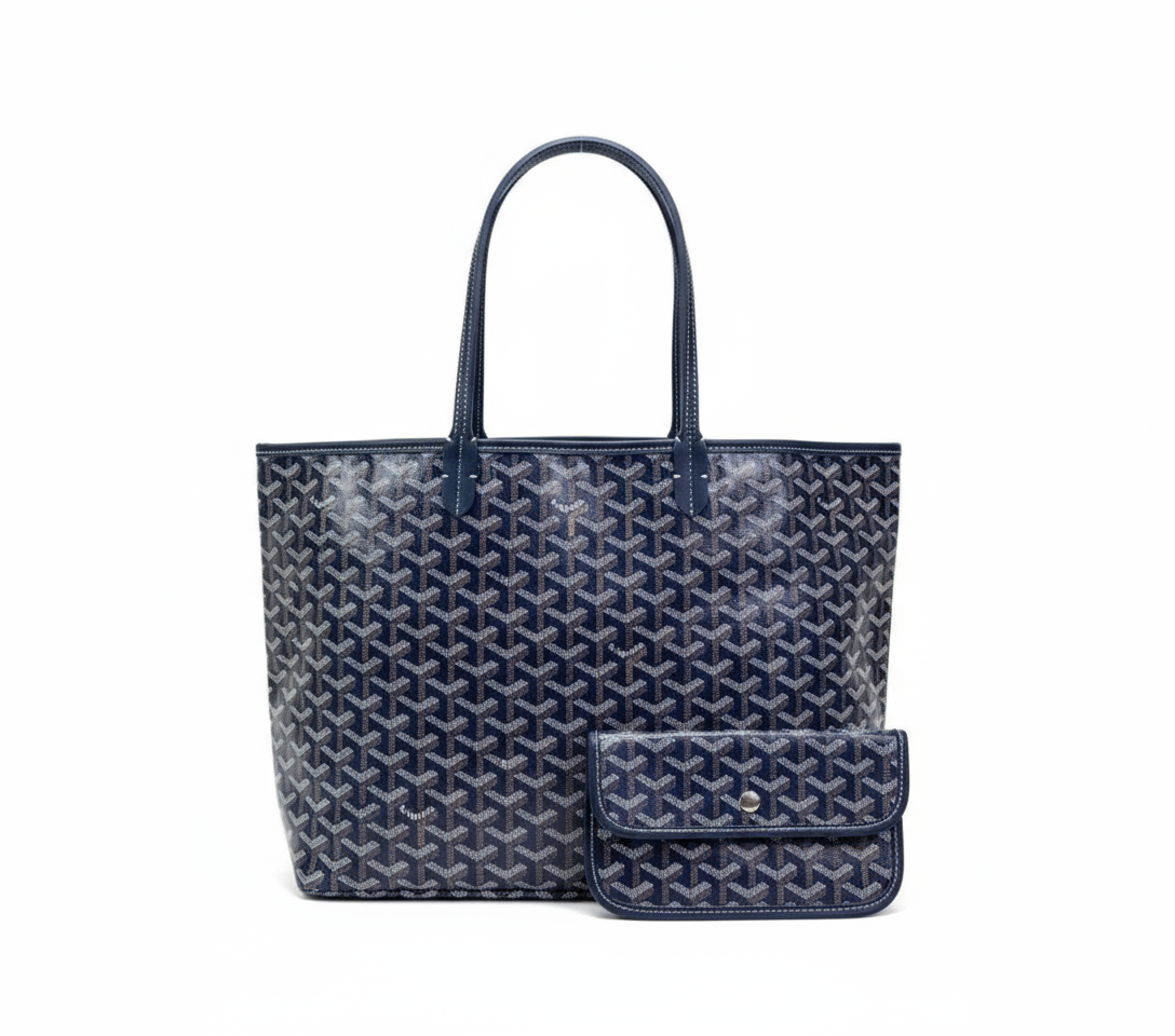 Women's Tote Bag with Matching Pouch - Dark Blue (Medium)