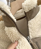 Women's Teddy Coat with High Collar and Zip Pocket - 14