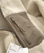Women's Teddy Coat with High Collar and Zip Pocket - 16