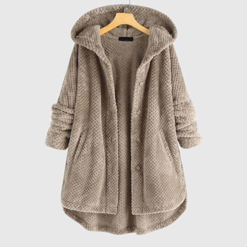 Franca - Fleece Jacket with Hood - Beige